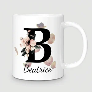 Petal Monogram Tasse – Buchstabe B (Weiß) — Tasse 330 ml