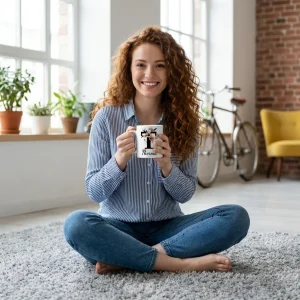 Petal Monogram Tasse – Buchstabe T (Weiß 300 ml) — Henkel rechts