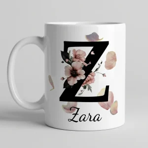 Petal Monogram Tasse – Buchstabe Z (Weiß 300 ml) — Tasse 330 ml