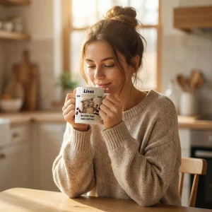 Tierische Tasse – Eule Café — Henkel rechts