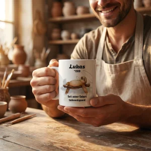 Tierische Tasse – Faultier Tiefenentspannt — Henkel rechts