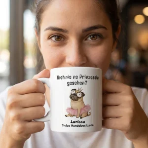 Tierische Tasse – Glubschi Mops — Henkel rechts