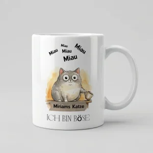 Tierische Tasse – Miau — Henkel rechts