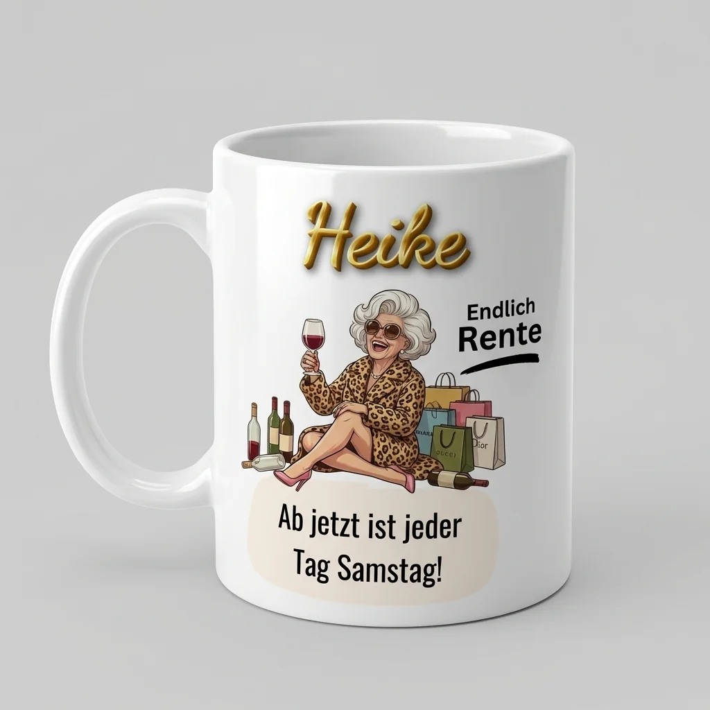 Ruhestand Tasse – Ab jetzt ist jeder Tag Samstag! (Shopping & Wein) — Tasse 330 ml