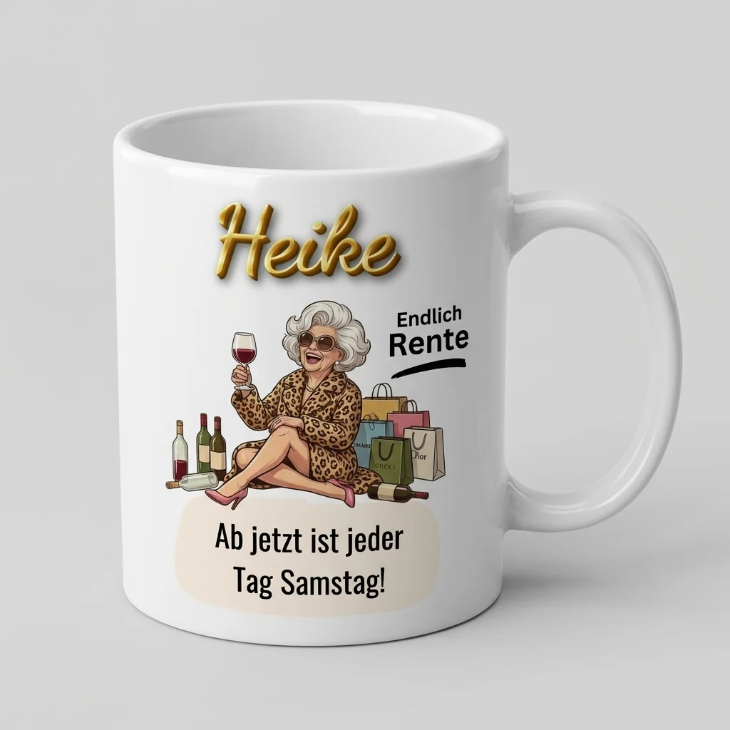 Ruhestand Tasse – Ab jetzt ist jeder Tag Samstag! (Shopping & Wein) — Henkel links