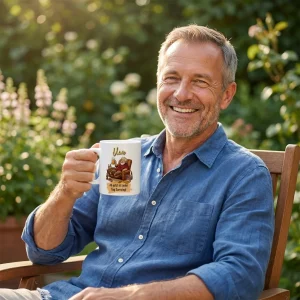 Ruhestand Tasse – Ab jetzt ist jeder Tag Samstag! (Sessel & Bier) — Henkel rechts