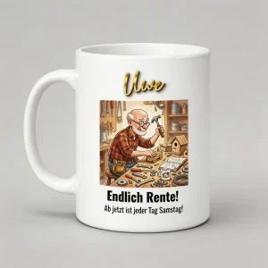 Ruhestand Tasse – Endlich Rente! Jeder Tag Samstag (Werkstatt) — Tasse 330 ml