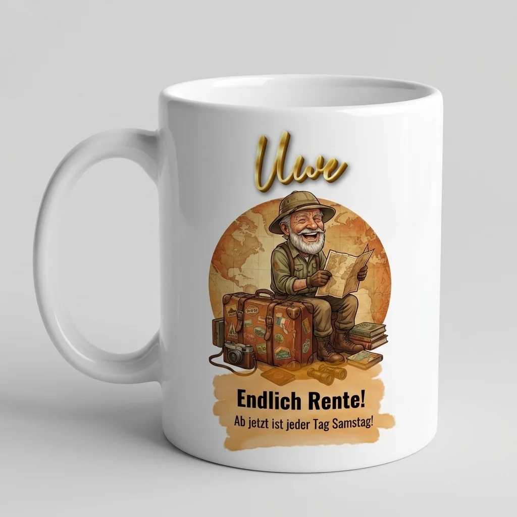 Ruhestand Tasse – Endlich Rente! Jeder Tag Samstag (Weltreise) — Tasse 330 ml