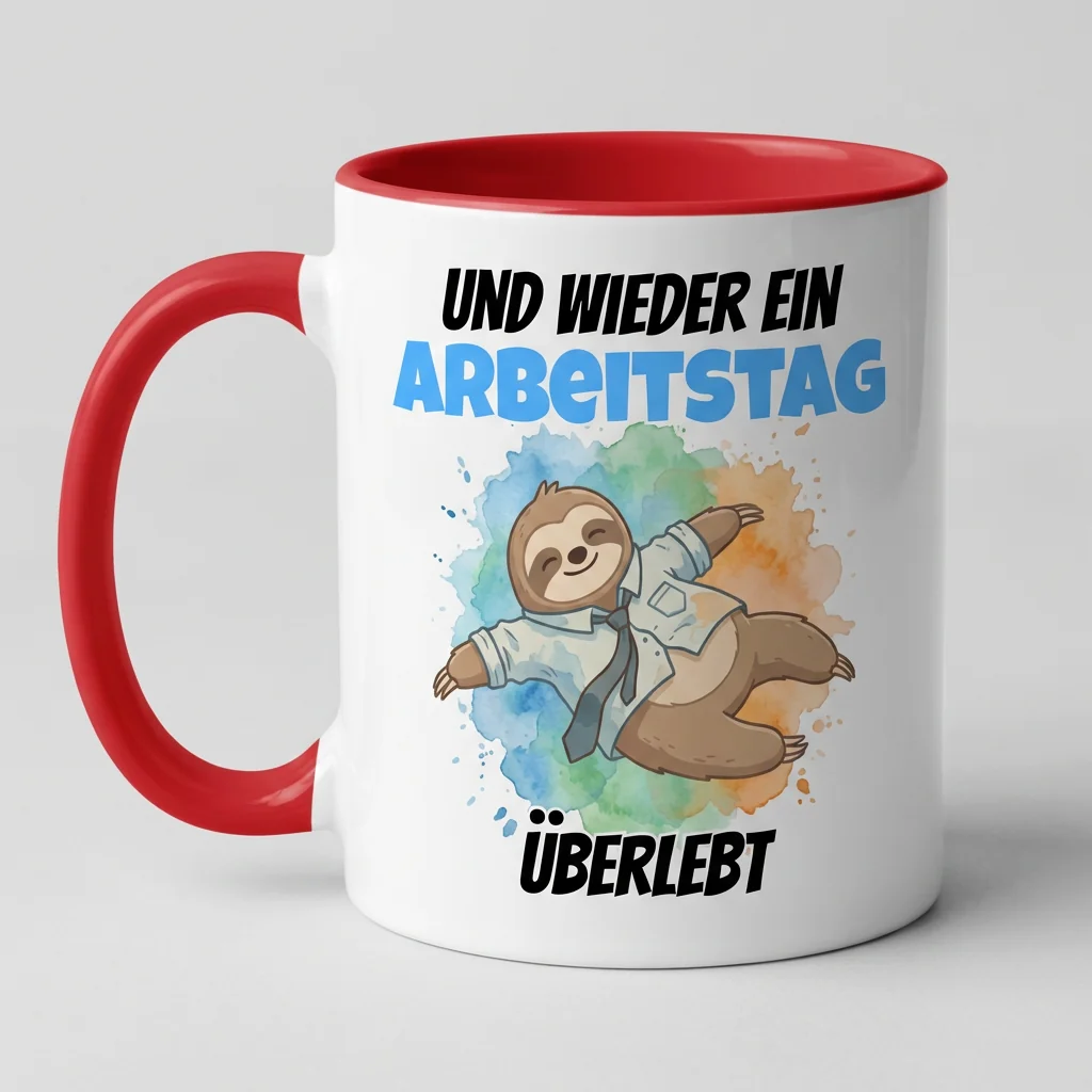 Arbeitstag überlebt – Faultier — Henkel links