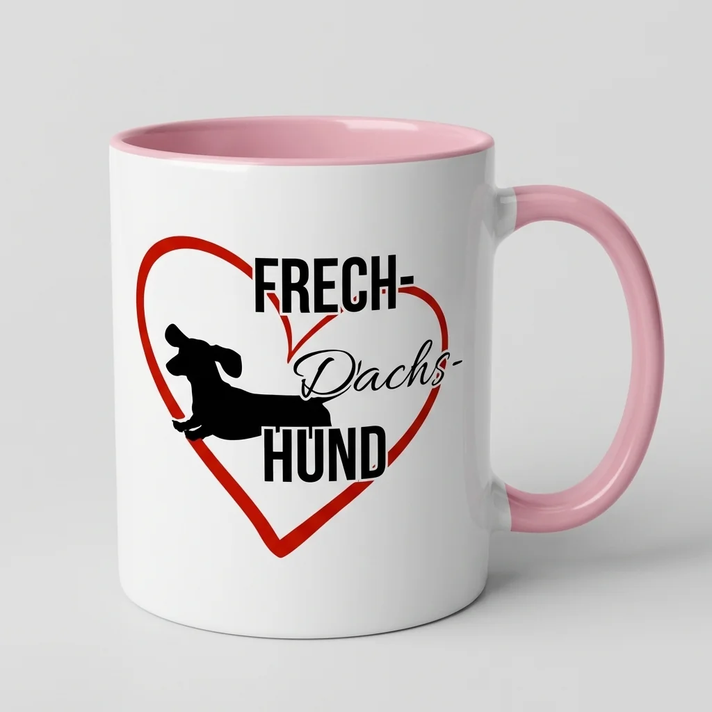 Frechdachs Dackel – Herz-Motiv — Henkel links