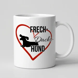 Frechdachs Dackel – Herz-Motiv — Henkel rechts