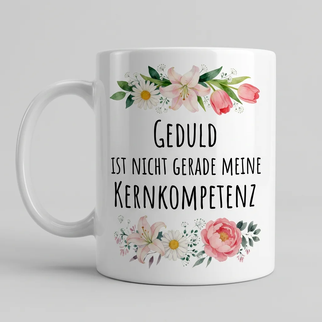 Geduld ist meine Kernkompetenz – Rosen — Tasse 330 ml