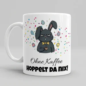 Ohne Kaffee hoppelt hier nix – Vampir — Tasse 330 ml