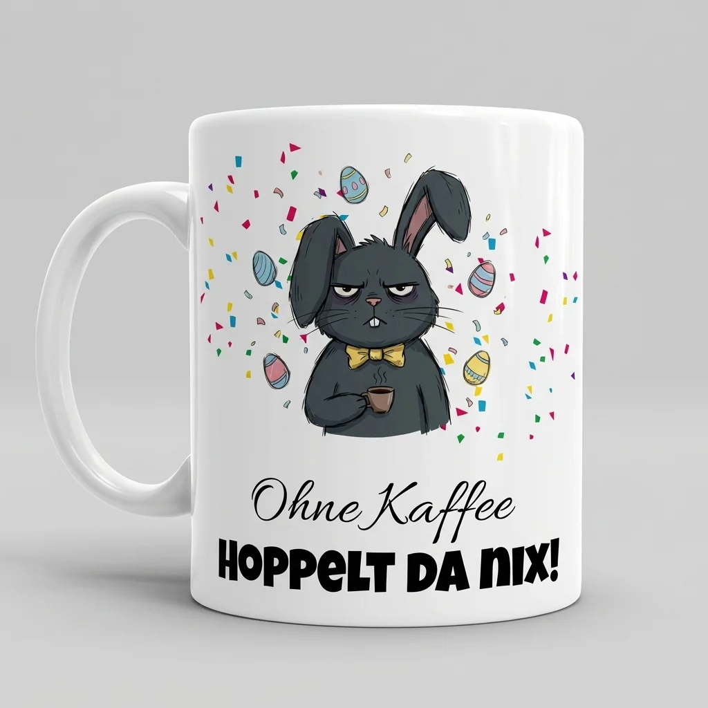 Ohne Kaffee hoppelt hier nix – Vampir — Tasse 330 ml