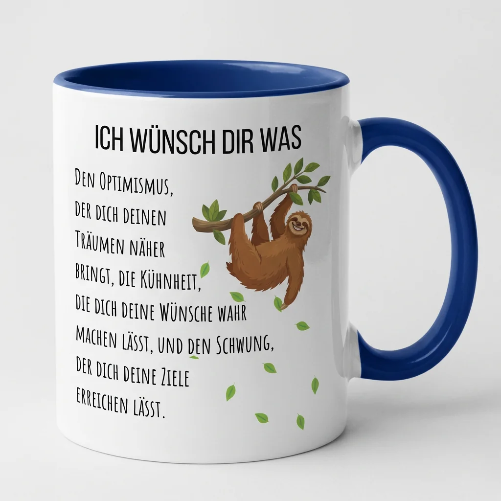 Ich wünsch dir was – Optimismus – Faultier — Henkel rechts