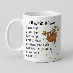 Ich wünsch dir was – Optimismus – Faultier — Tasse 330 ml