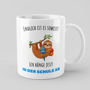 Tschüss Kindergarten – Hallo Schule – Einhorn — Henkel rechts