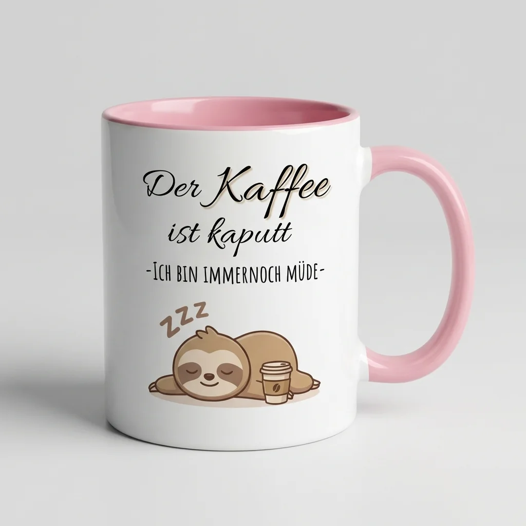 Ohne Kaffee bin ich kaputt – Faultier — Henkel links