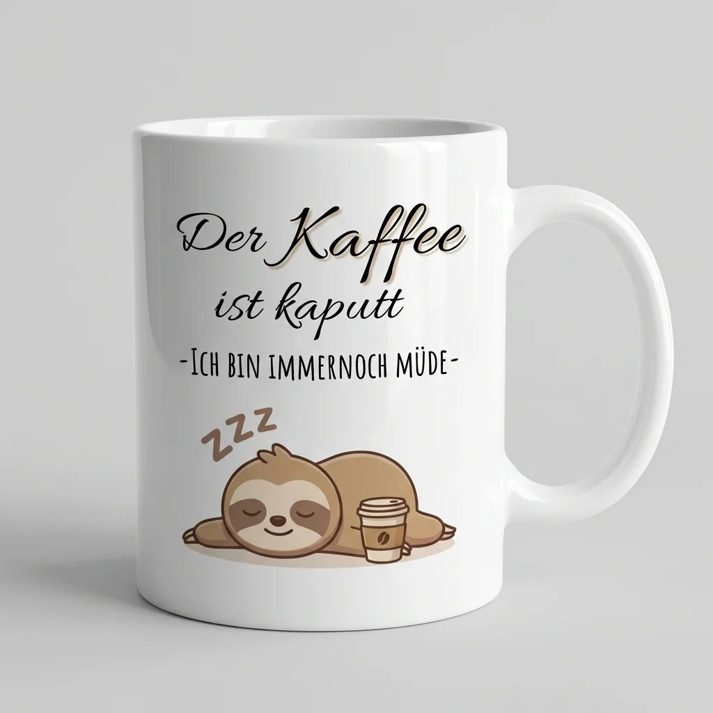 Ohne Kaffee bin ich kaputt – Faultier — Henkel rechts