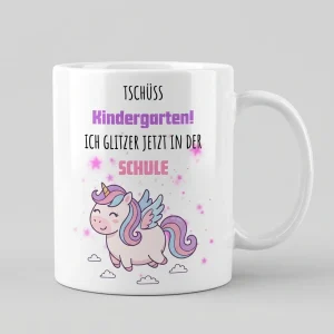 Tschüss Kindergarten – Flügel raus – Einhorn — Henkel rechts