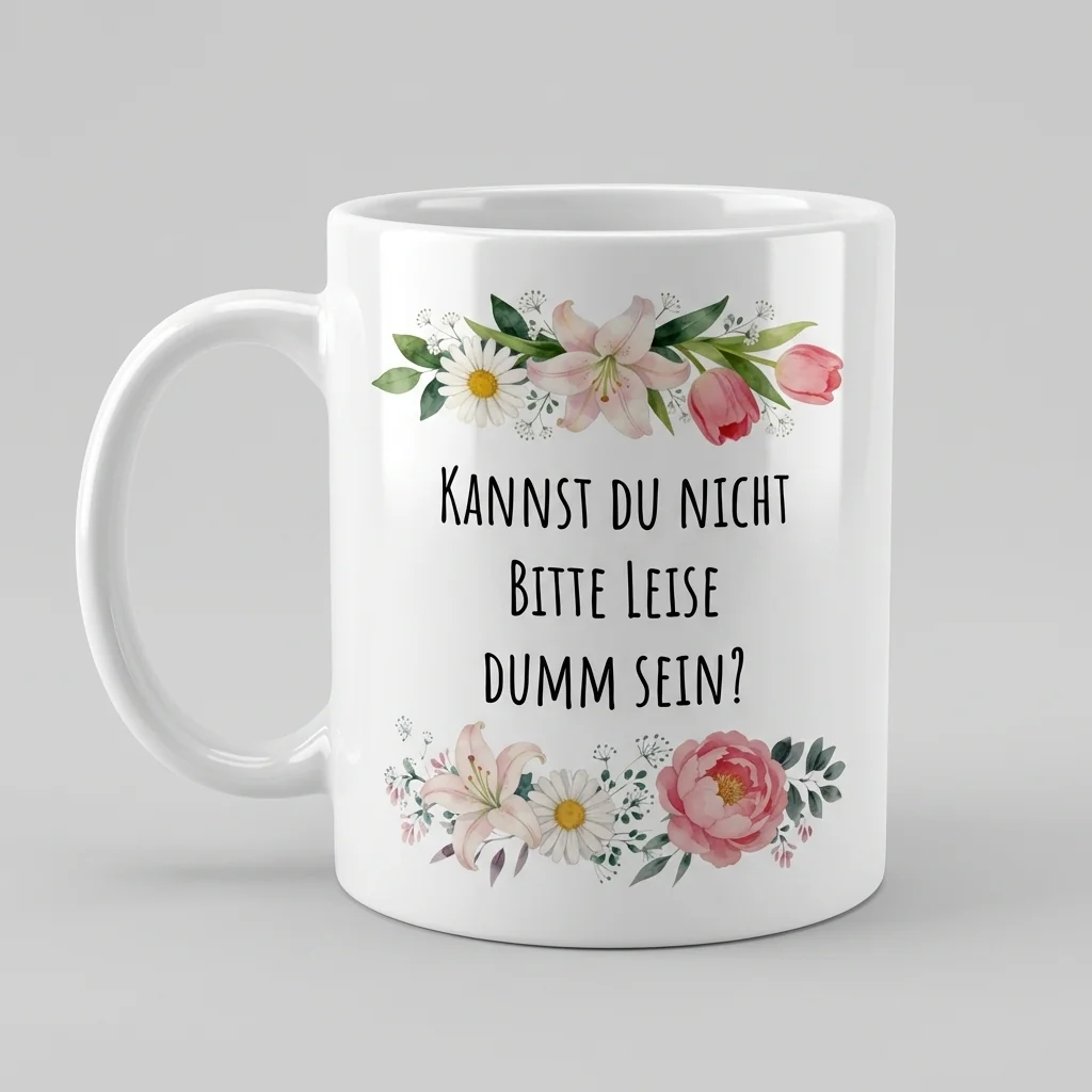 Kannst du bitte leise dumm sein? – Rosen — Tasse 330 ml
