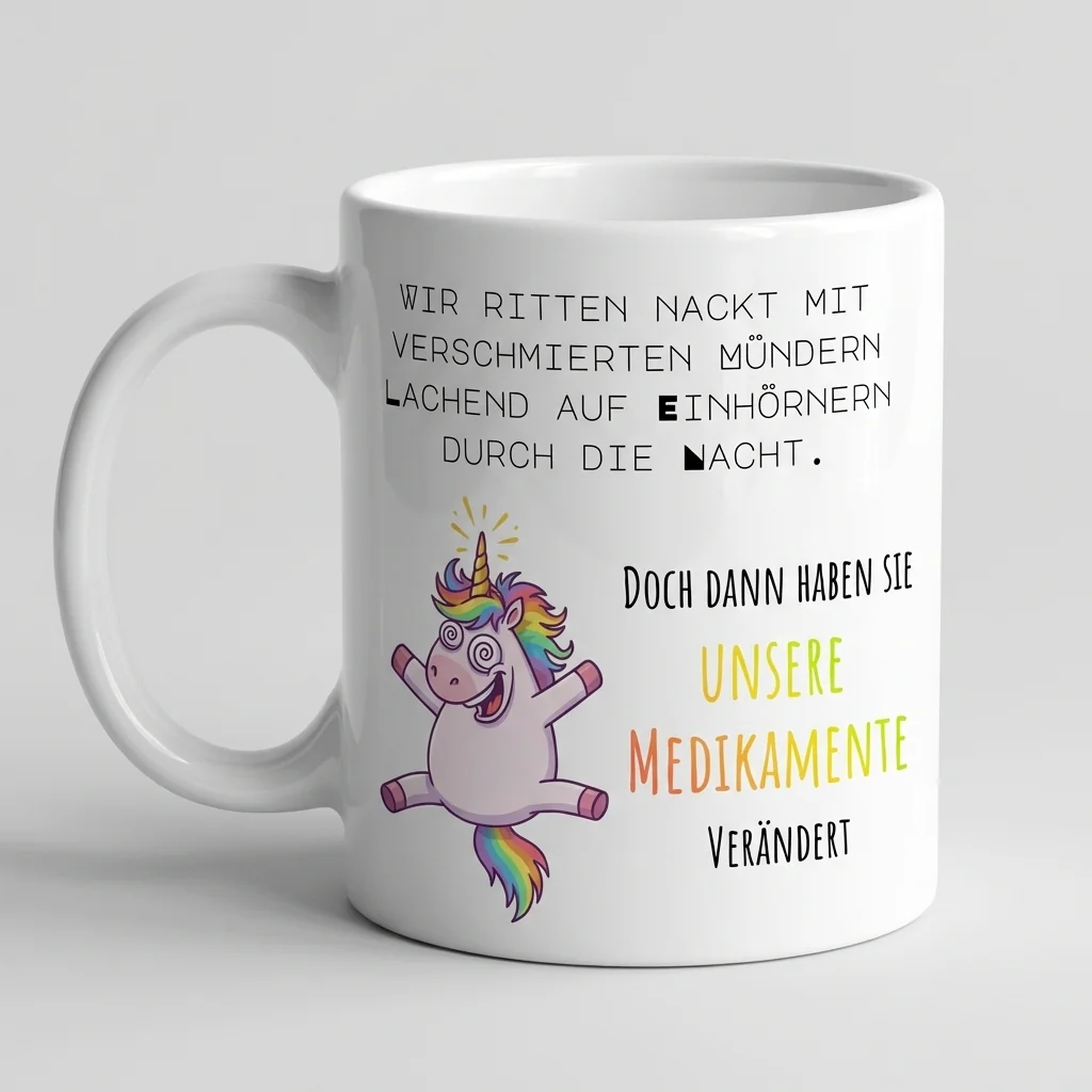 Einhorn & Mitbewohner – Medikamente — Tasse 330 ml