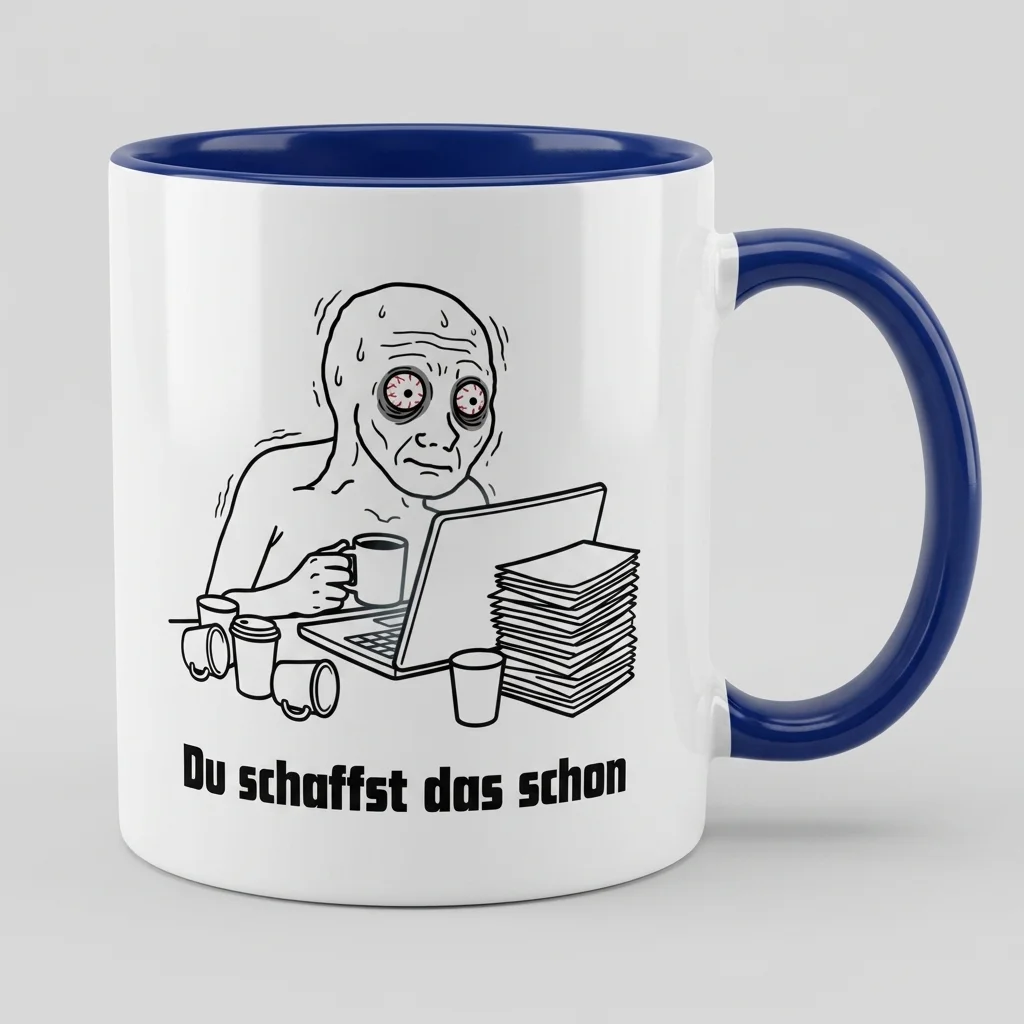 «Du schaffst das schon» Burn-Out Meme Tasse — Tasse blau 330 ml