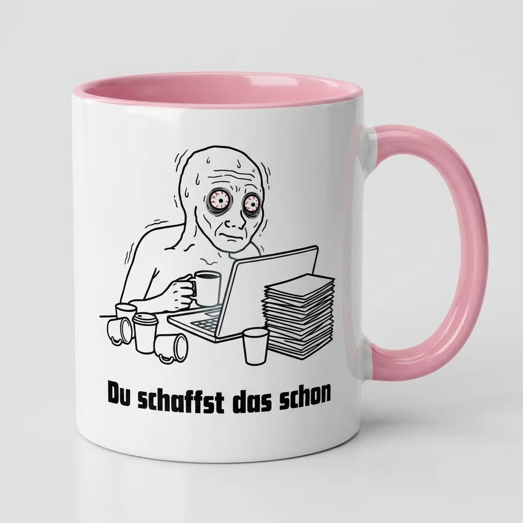 «Du schaffst das schon» Burn-Out Meme Tasse — Tasse rosa 330 ml