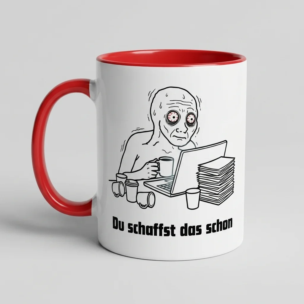«Du schaffst das schon» Burn-Out Meme Tasse — Tasse rot 330 ml