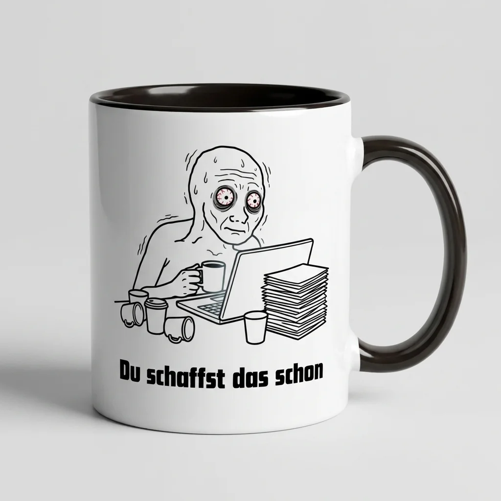 «Du schaffst das schon» Burn-Out Meme Tasse — Tasse schwarz 330 ml