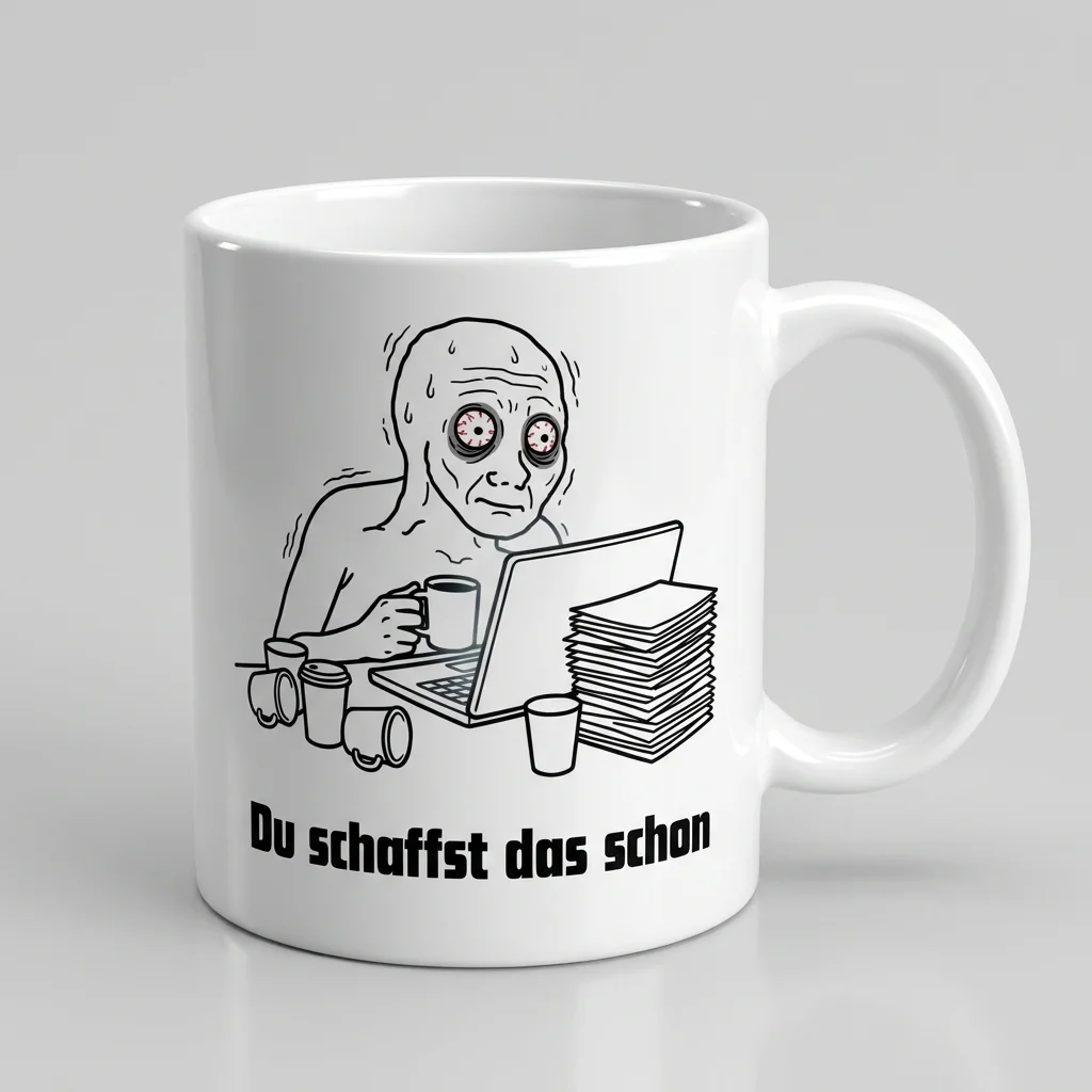«Du schaffst das schon» Burn-Out Meme Tasse — Tasse weiss Henkel rechts 330 ml
