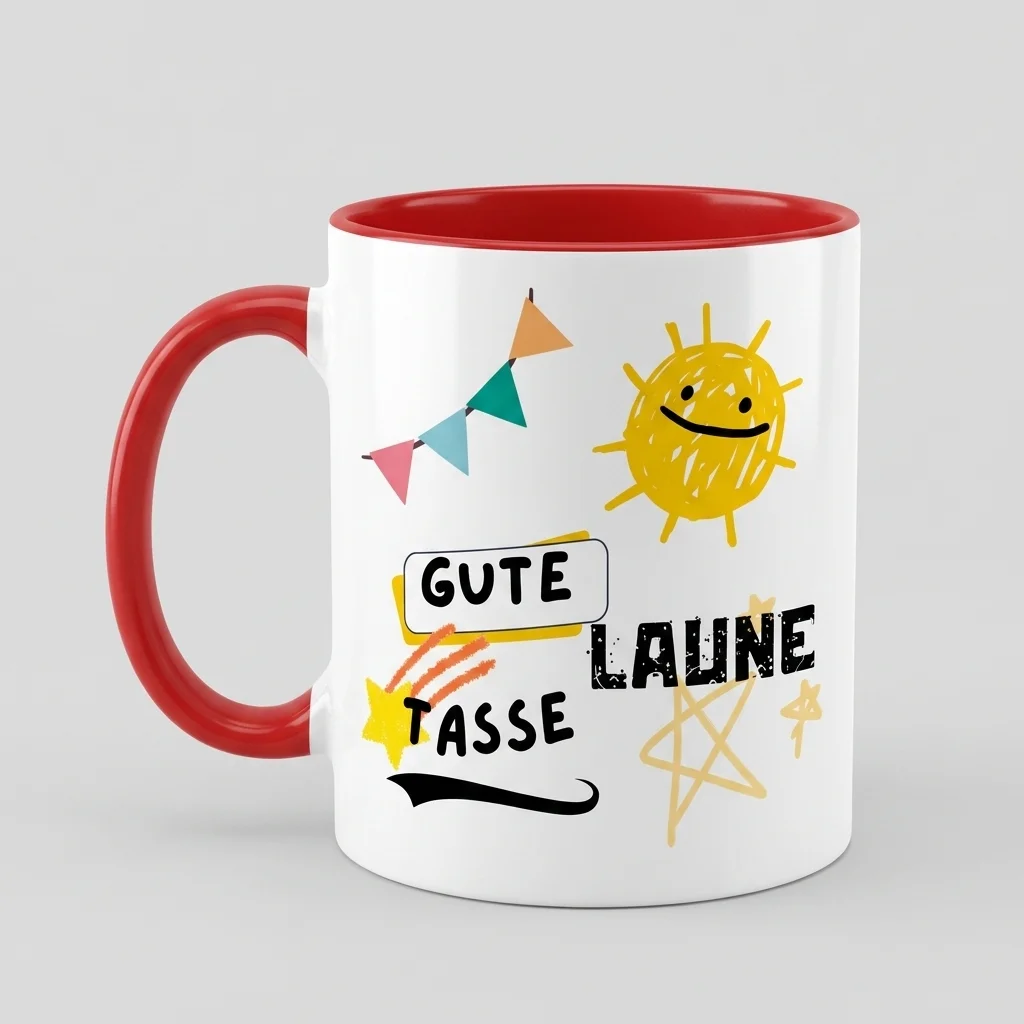 Gute-Laune-Tasse mit Sonne und Wimpelkette — Tasse rot 330 ml