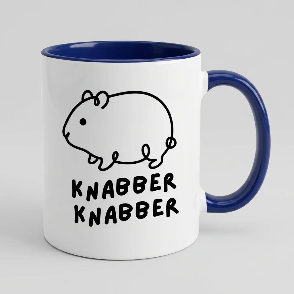 Hamster-Tasse «KNABBER KNABBER» Oneliner-Motiv — Tasse blau 330 ml