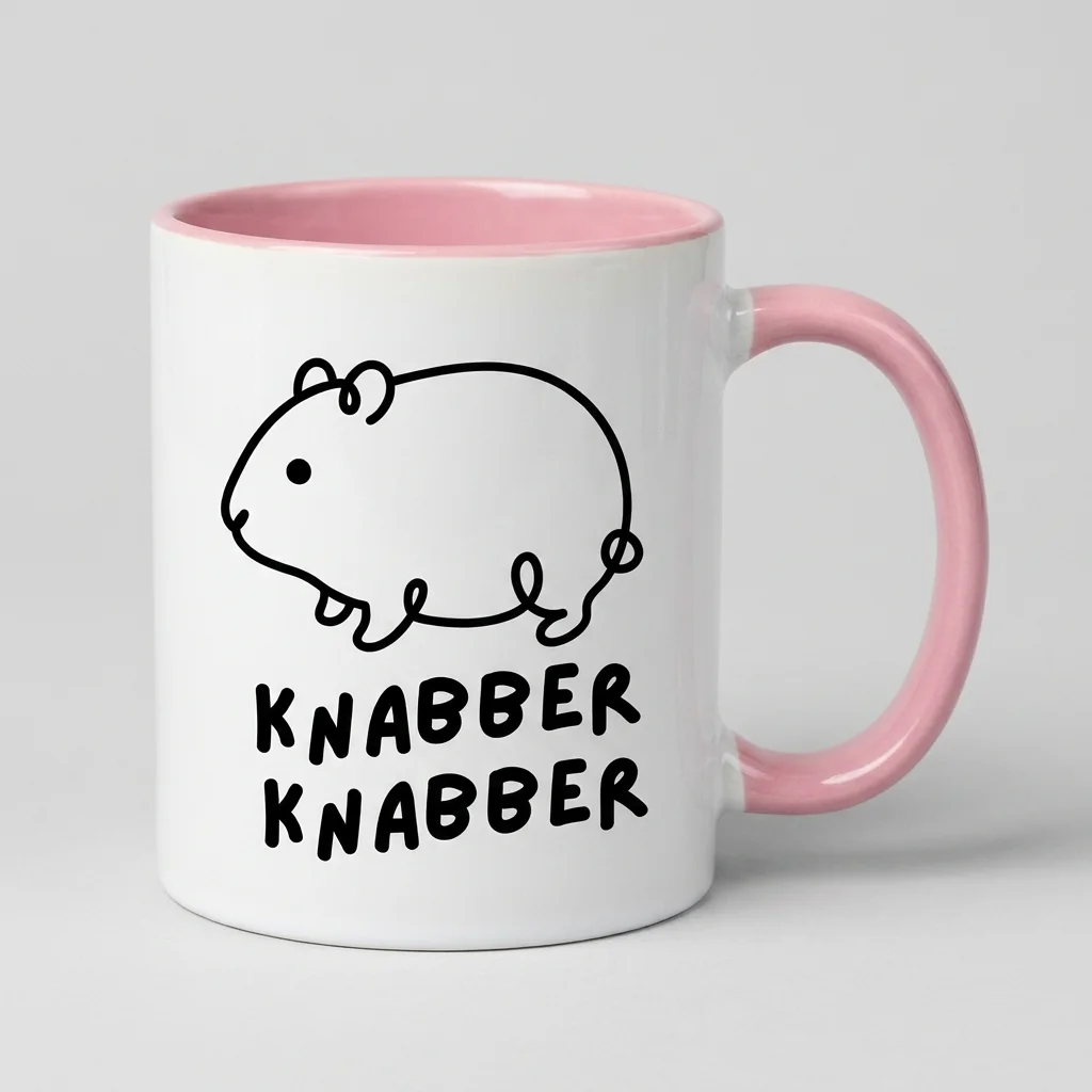 Hamster-Tasse «KNABBER KNABBER» Oneliner-Motiv — Tasse rosa 330 ml