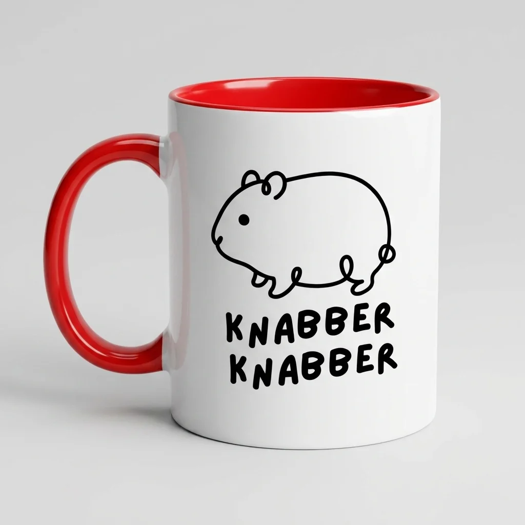 Hamster-Tasse «KNABBER KNABBER» Oneliner-Motiv — Tasse rot 330 ml