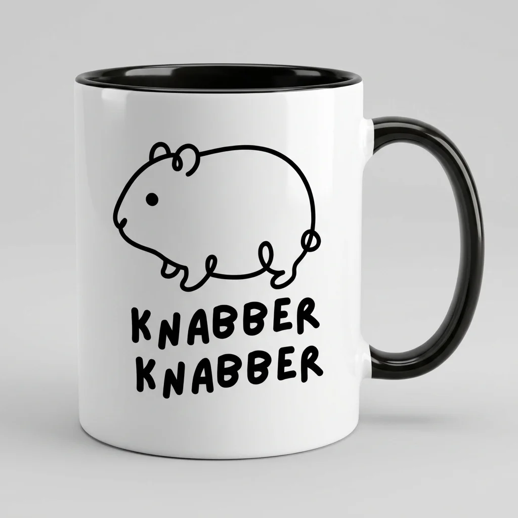 Hamster-Tasse «KNABBER KNABBER» Oneliner-Motiv — Tasse schwarz 330 ml