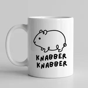 Hamster-Tasse «KNABBER KNABBER» Oneliner-Motiv — Tasse weiss Henkel links 330 ml