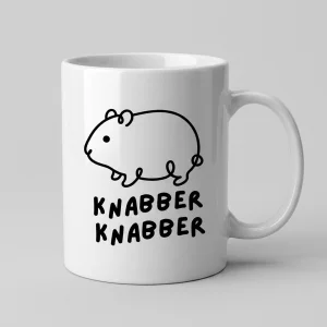Hamster-Tasse «KNABBER KNABBER» Oneliner-Motiv — Tasse weiss Henkel rechts 330 ml