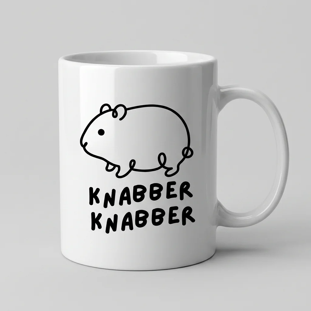 Hamster-Tasse «KNABBER KNABBER» Oneliner-Motiv — Tasse weiss Henkel rechts 330 ml