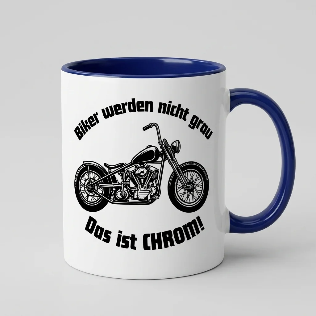 Biker-Tasse Biker werden nicht grau das ist Chrom Motorrad-Motiv - Tasse blau 300 ml