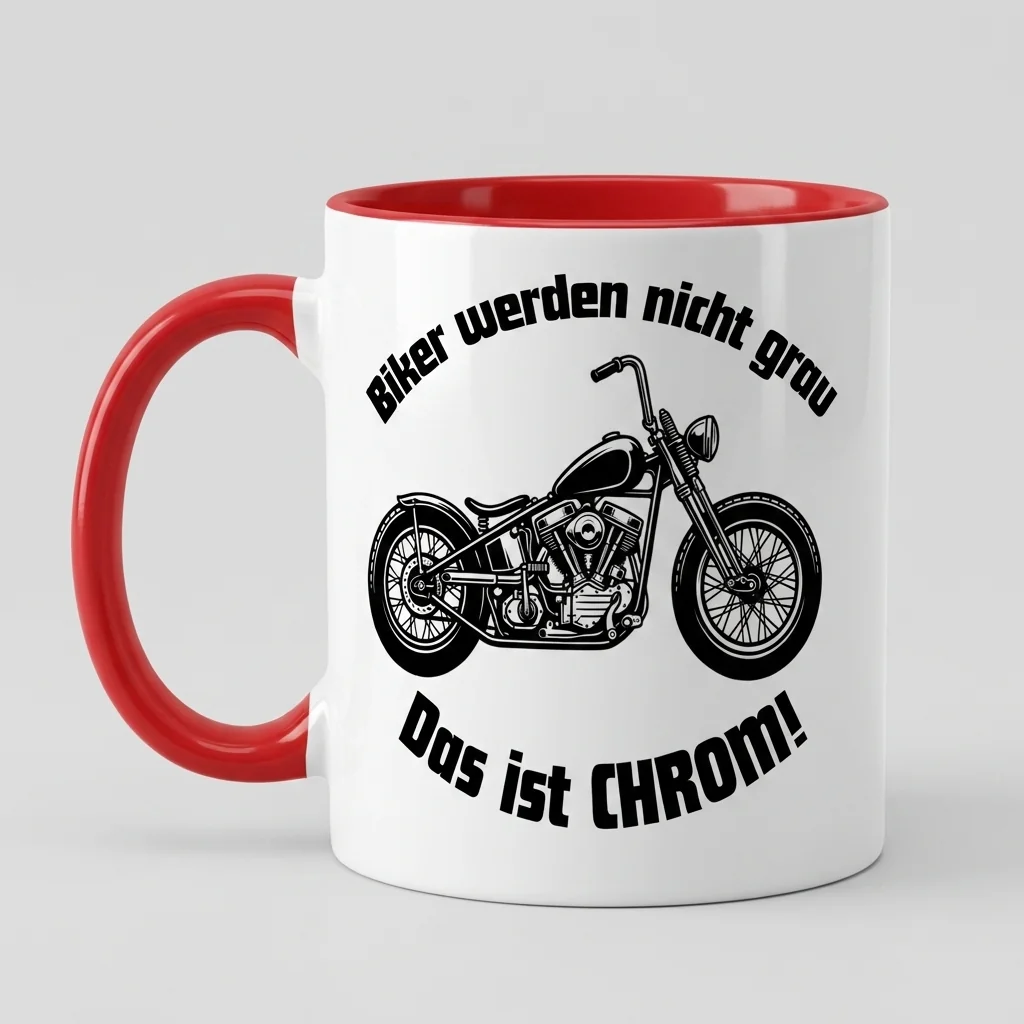 Biker-Tasse Biker werden nicht grau das ist Chrom Motorrad-Motiv - Tasse rot 300 ml