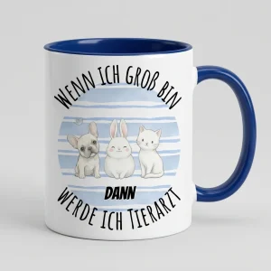 Tierarzt-Tasse Wenn ich gross bin werde ich Tierarzt - Tasse blau 300 ml