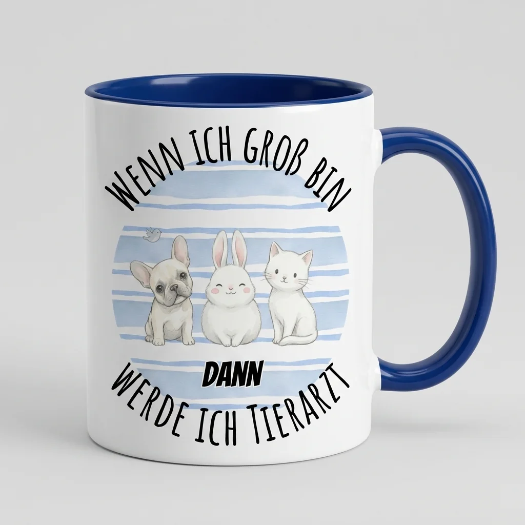Tierarzt-Tasse Wenn ich gross bin werde ich Tierarzt - Tasse blau 300 ml
