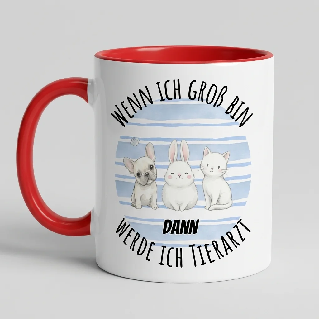 Tierarzt-Tasse Wenn ich gross bin werde ich Tierarzt - Tasse rot 300 ml