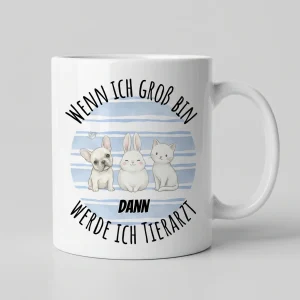 Tierarzt-Tasse Wenn ich gross bin werde ich Tierarzt - Tasse weiss Henkel rechts 300 ml