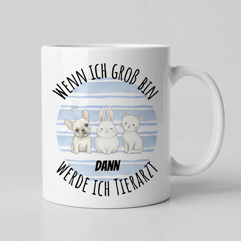 Tierarzt-Tasse Wenn ich gross bin werde ich Tierarzt - Tasse weiss Henkel rechts 300 ml