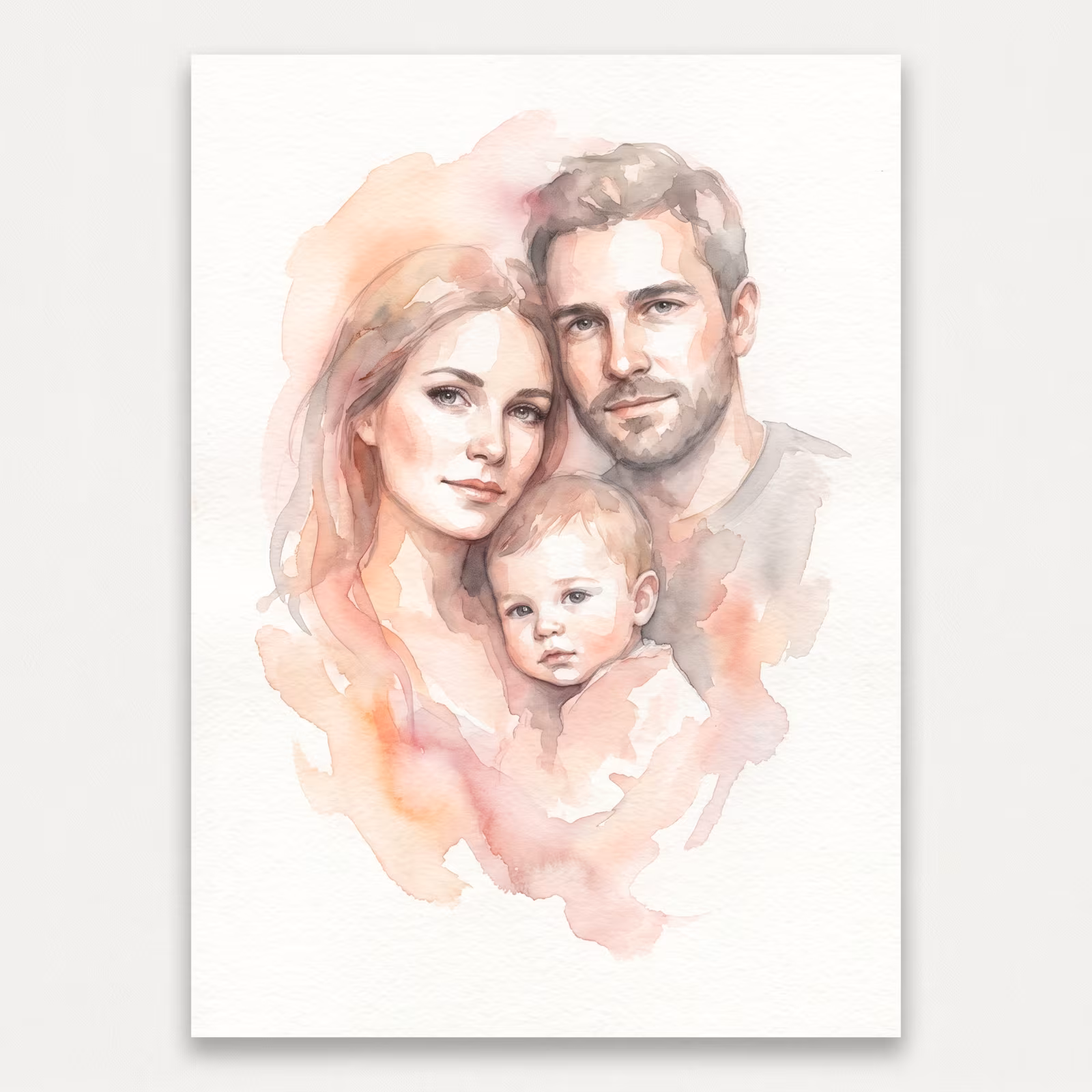 Familienporträt im Aquarell-Stil als Trauergeschenk
