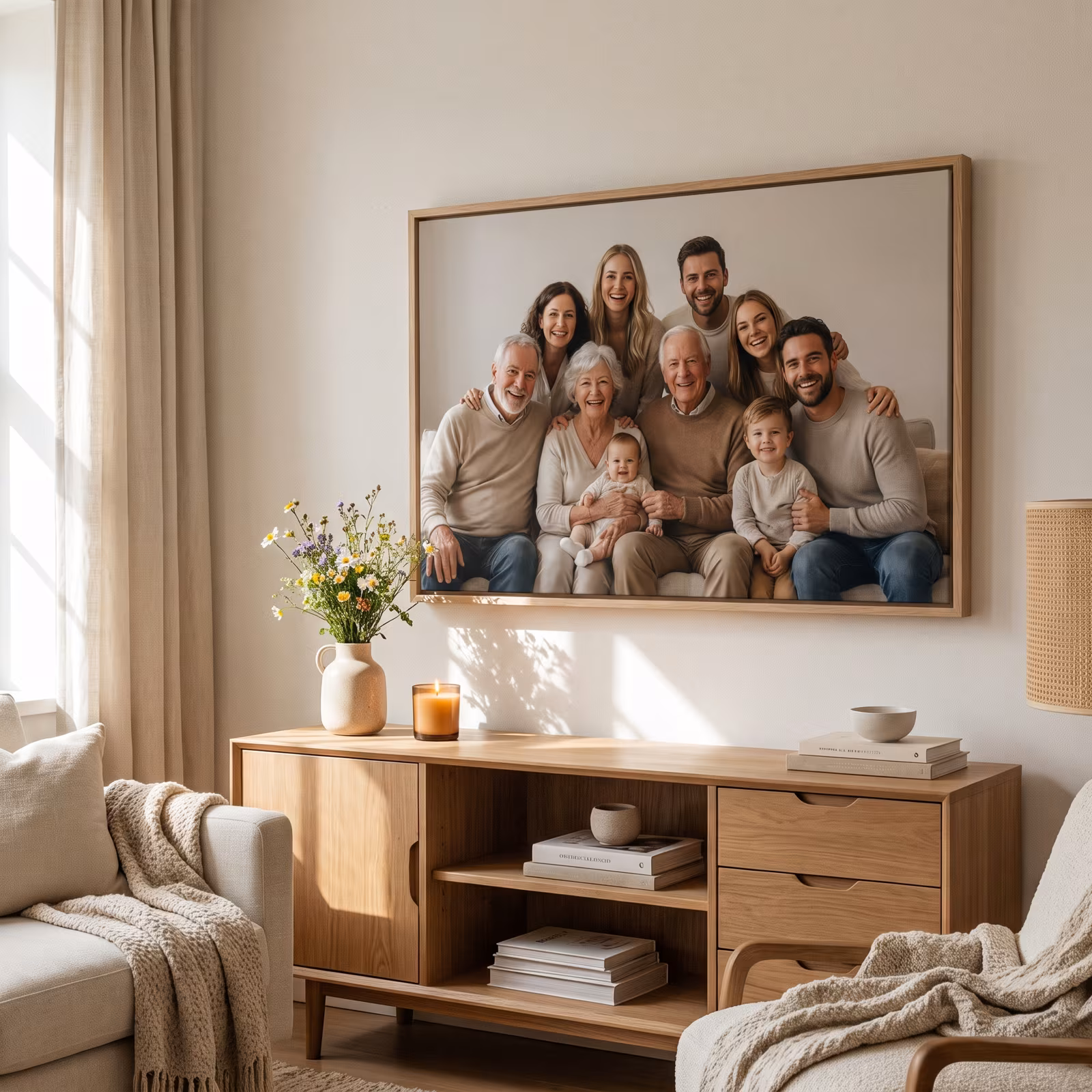 Personalisiertes Andenken als gerahmte Leinwand an der Wand